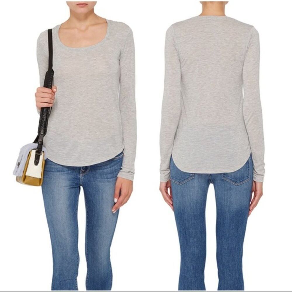ATM Gray Long Sleeved Round Scoop Neck T-Shirt Basic Size Medium